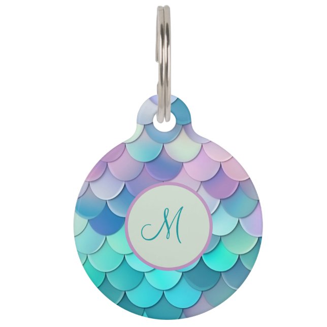 Iridescent Mermaid Scales Personalized Pet Tag (Front)