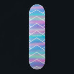 Iridescent Modern Girly Pink Blue Personalized Ska Skateboard<br><div class="desc">Iridescent Modern Girly Pink Blue Personalized features a modern colourful iridescent background in pink,  purple and blue with your personalized name. Personalize by editing the text in the text box provided. Designed by ©Evco Studio www.zazzle.com/store/evcostudio</div>