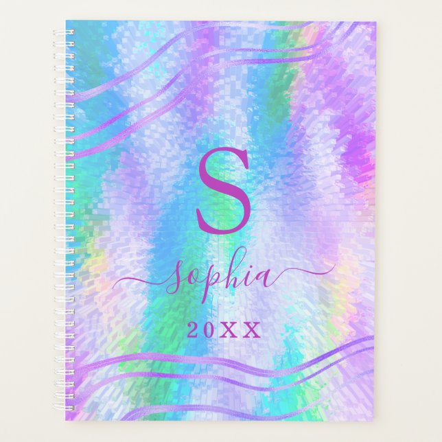 Iridescent Monogrammed Holographic 2022 2023 Planner (Front)