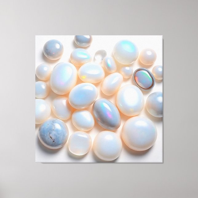 Iridescent Moonstone & Opal Art Canvas Print (Front)
