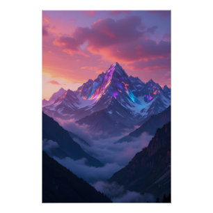 Iridescent Mountain Sunset Poster