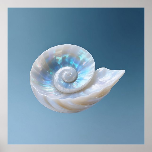 Iridescent Nautilus Shell Spiral Poster (Front)
