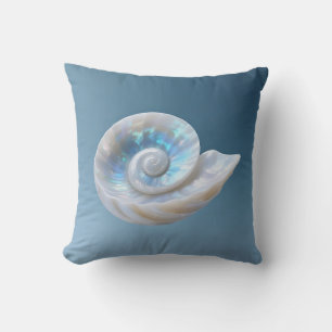 Iridescent Nautilus Shell Spiral Throw Pillow