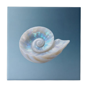 Iridescent Nautilus Shell Spiral Tile