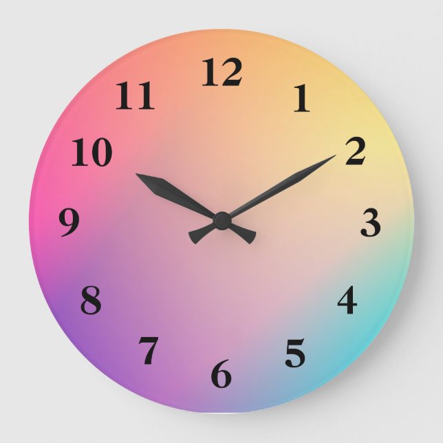 Iridescent Neon Hot Pink Photography Rainbow Cool  Large Clock (Front)