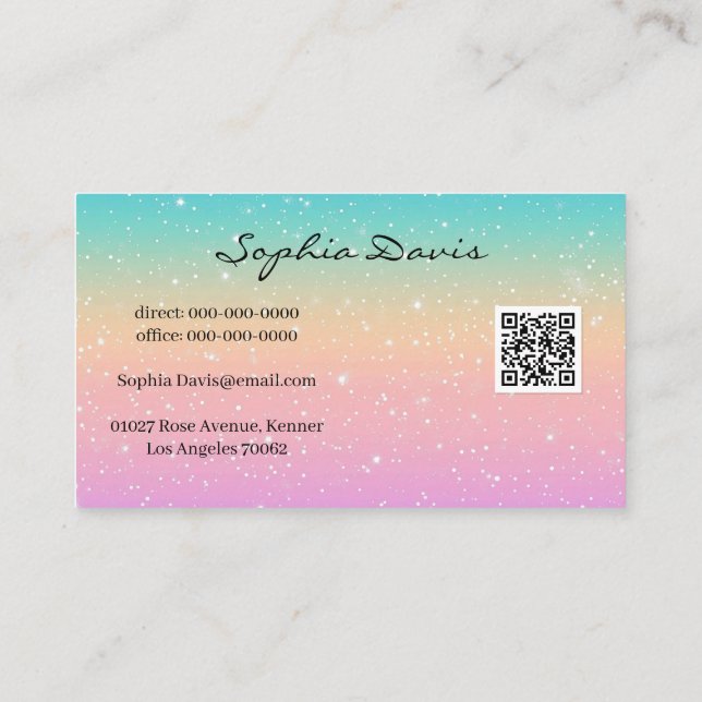iridescent opal business cards pastel  (Back)