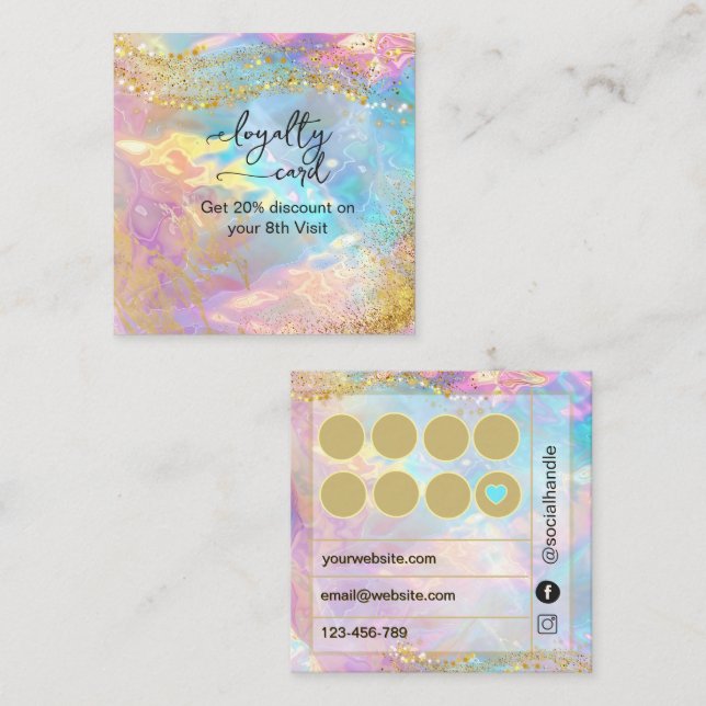  iridescent  Opal stone Holographic Loyalty Card (Front/Back)