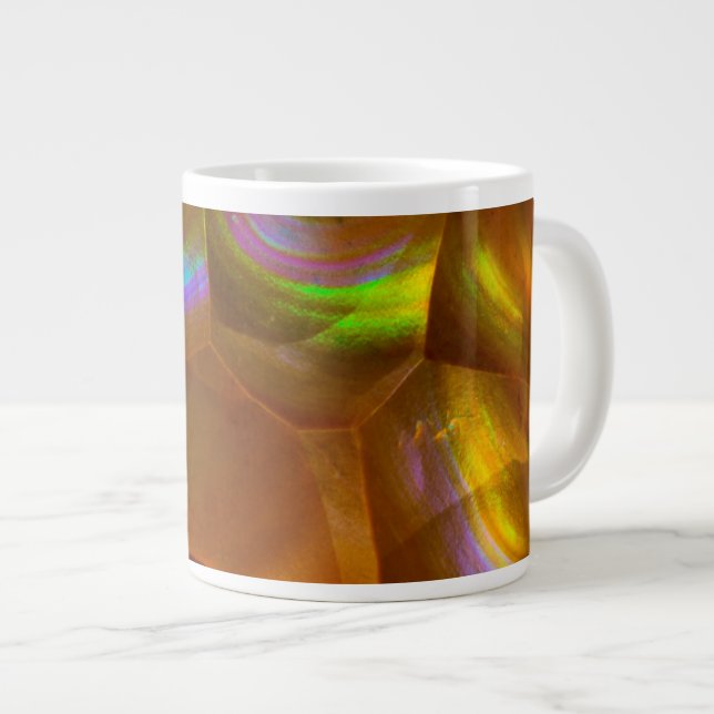 Iridescent orange fire opal large coffee mug (Front Right)