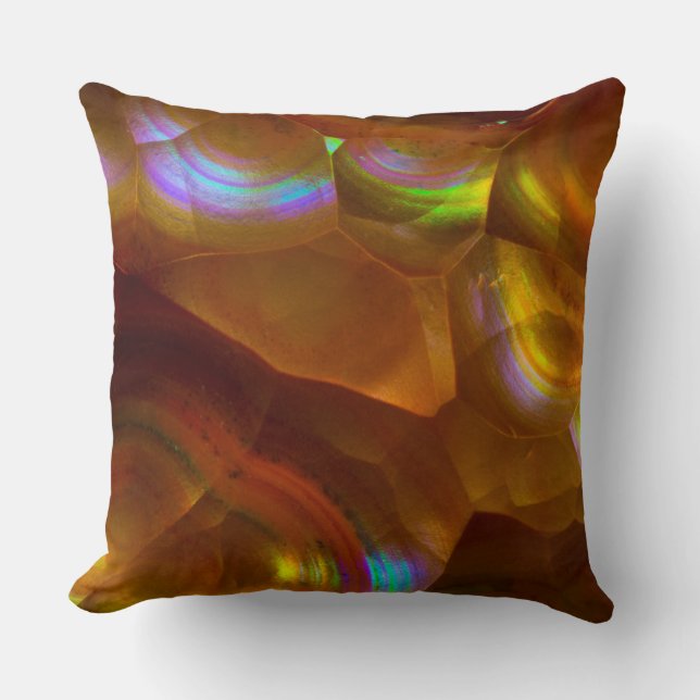 Iridescent orange fire opal throw pillow (Front)