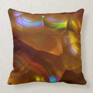Iridescent orange fire opal throw pillow