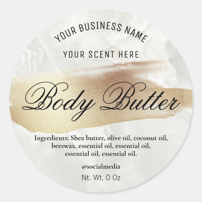 Iridescent Paint Decal Marble Body Butter Labels (Front)