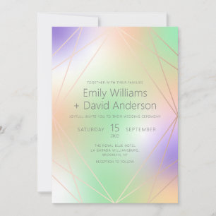 Iridescent Pastel Diamond Inspired Rose Gold Invitation