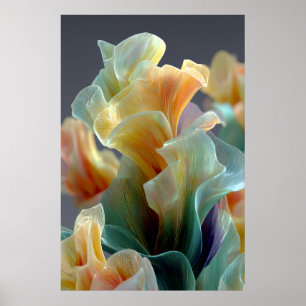 Iridescent Pastel Rainbow Glass Petals Fantasy Art Poster
