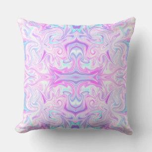 Iridescent Pastel Swirl Abstract Pattern Design Throw Pillow