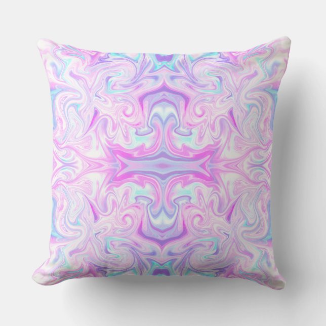 Iridescent Pastel Swirl Abstract Pattern Design Throw Pillow (Front)