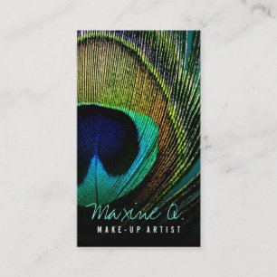 Iridescent Peacock Feather Macro Makeup Artist Business Card