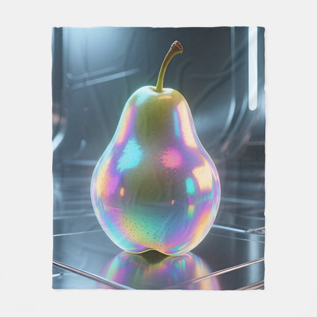 Iridescent Pear Futuristic Fleece Blanket (Front)