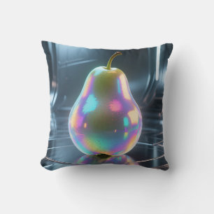 Iridescent Pear Futuristic Throw Pillow