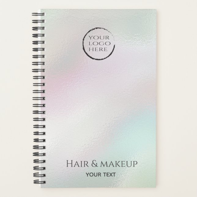 Iridescent pearl holographic custom logo planner (Front)
