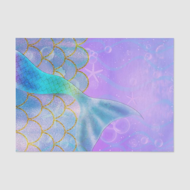Iridescent Pearl Shimmer Mermaid Birthday Party Tissue Paper (Front)