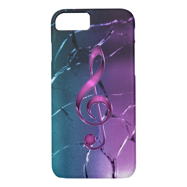 Iridescent Pink and Blue Music Clef iPhone 7 Case (Back)