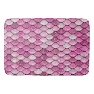 Iridescent Pink Glitter Shiny Mermaid Fish Scales Bath Mat