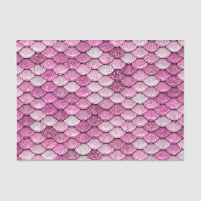 Iridescent Pink Glitter Shiny Mermaid Fish Scales Tissue Paper (Front)