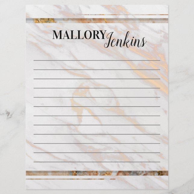 Iridescent Pink Marble Letterhead (Front)