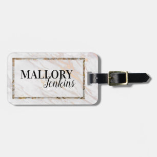 Iridescent Pink Marble Luggage Tag