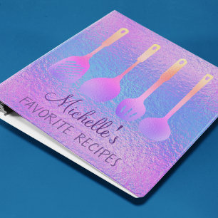 Iridescent Pretty  Personalized Recipe CookBook Binder