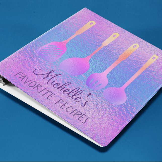 Iridescent Pretty  Personalized Recipe CookBook Binder (Creator Uploaded)