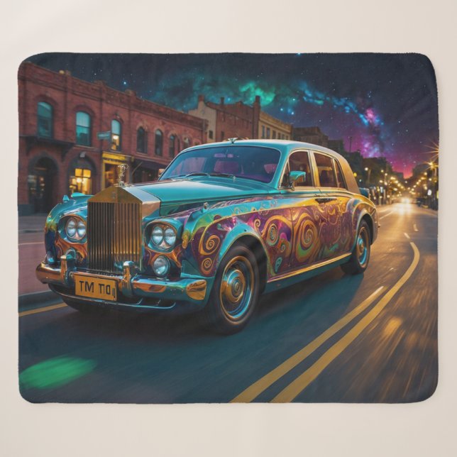 Iridescent Punk Tribal Classic Car Art Sherpa Blanket (Front (Horizontal))