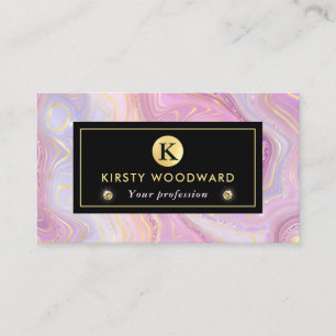 Iridescent Rainbow Gradient and Gold Foil Strata Business Card