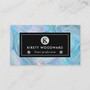 Iridescent Rainbow Gradient and Silver Foil Strata Business Card