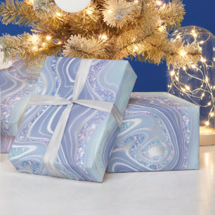 Iridescent Rainbow Gradient and Silver Foil Strata Wrapping Paper