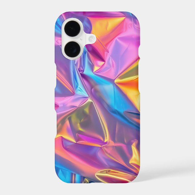 Iridescent Rainbow Metallic Pastel Pink, Aqua iPhone Case (Back)