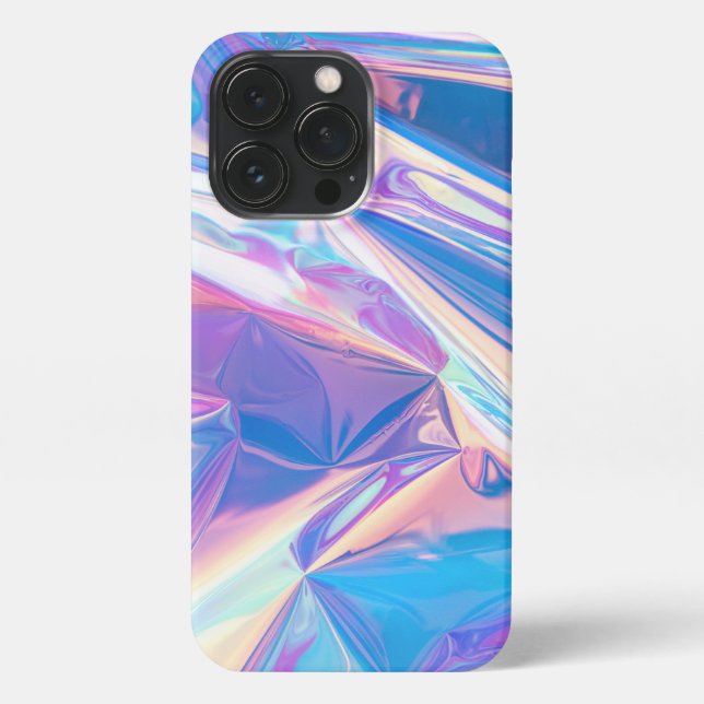 Iridescent Rainbow Metallic Pastel Pink, Aqua iPhone Case (Back)