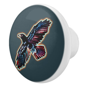 Iridescent Raven Ceramic Knob