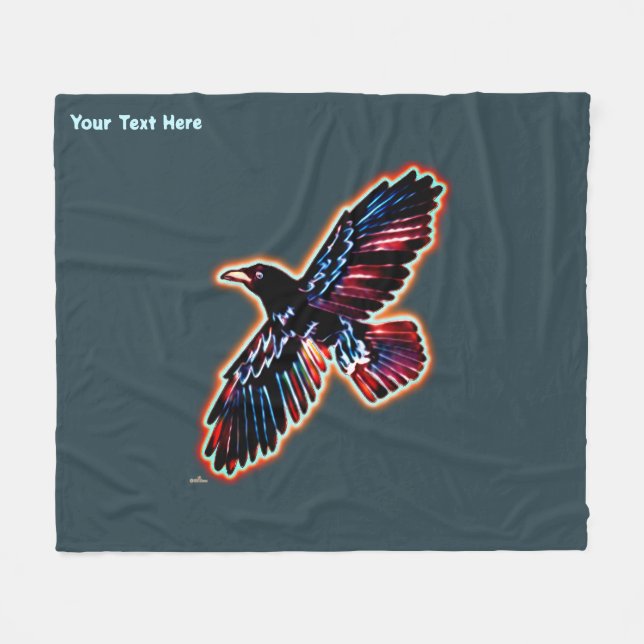 Iridescent Raven Fleece Blanket (Front (Horizontal))