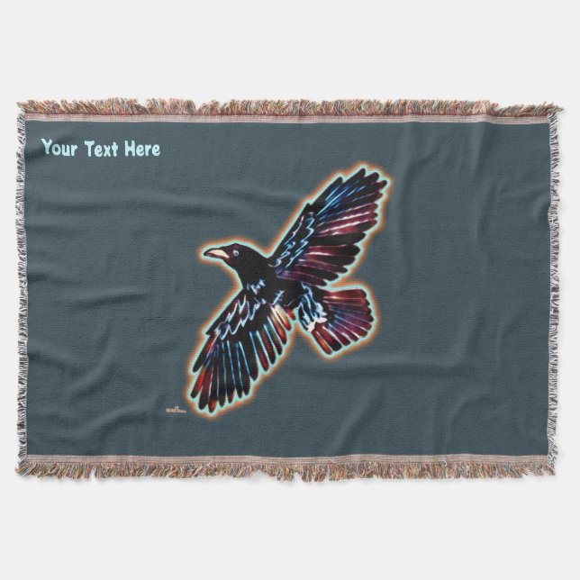 Iridescent Raven Throw Blanket (Front)