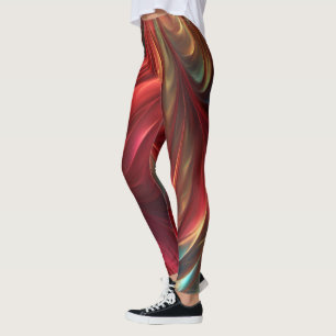 Iridescent Red Abstract Swirl Leggings
