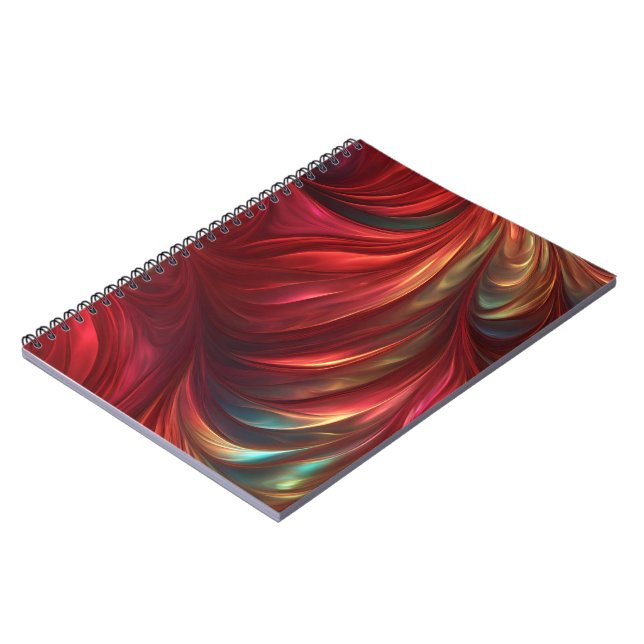Iridescent Red Abstract Swirl Notebook (Left Side)