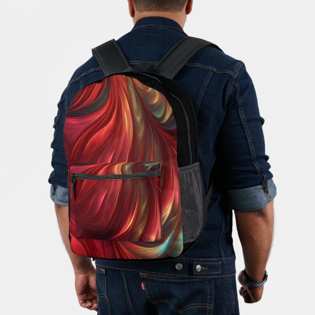 Iridescent Red Abstract Swirl Printed Backpack (Insitu (Model))