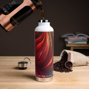 Iridescent Red Abstract Swirl Water Bottle