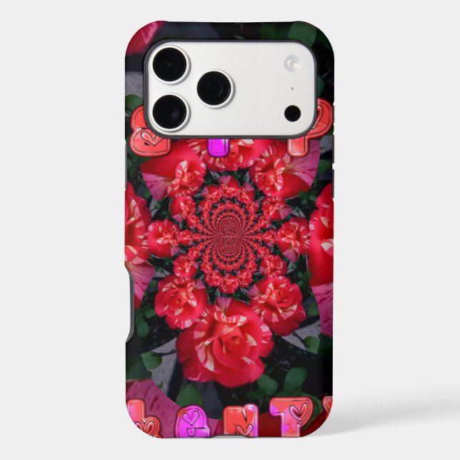 Iridescent Red Roses "Happy Valentine" Art Print (Back)