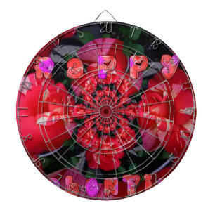 Iridescent Red Roses "Happy Valentine" Art Print Dartboard