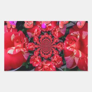 Iridescent Red Roses "Happy Valentine" Art Print Sticker