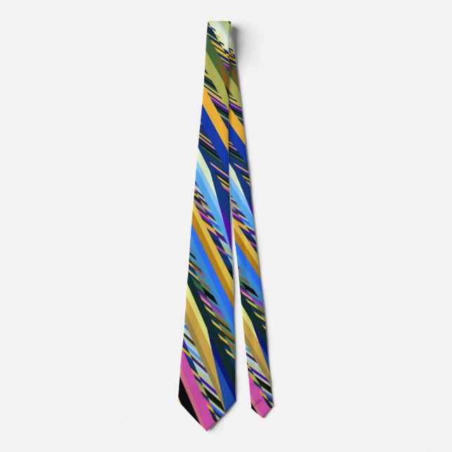 Iridescent Retro Multicolored Striped Neck Tie (Front)
