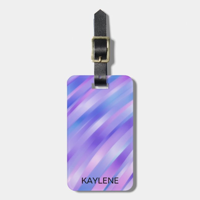 Iridescent Ribbons Personalized Luggage Tag (Front Vertical)