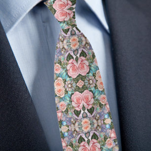 Iridescent Roses and Pebbles  Tie